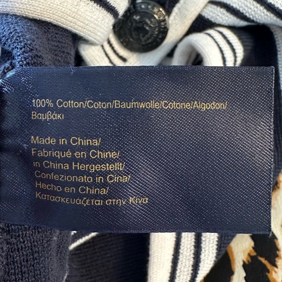 Brooks Brothers Navy White Striped Button Front Cardigan Sweater Pockets size M - Picture 10 of 11